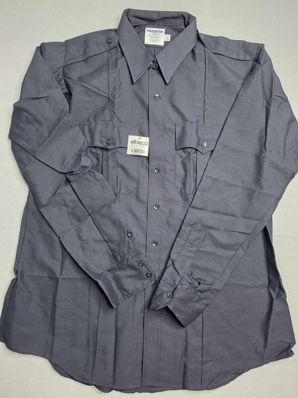NWT ELBECO MENS XL POLYESTER SHIRT NAVY/Black Made In Usa‎ 17 1/2 36/37